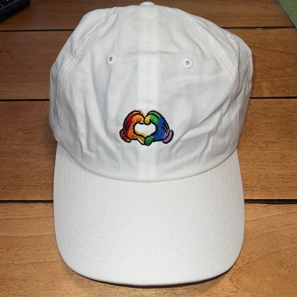 White Disney rainbow hat heart